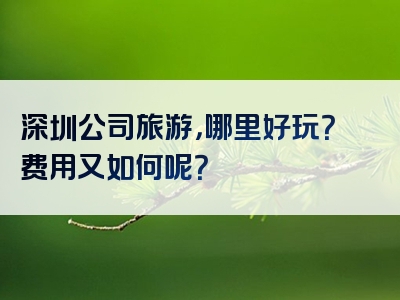 深圳公司旅游，哪里好玩？费用又如何呢？