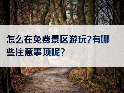 怎么在免费景区游玩？有哪些注意事项呢？