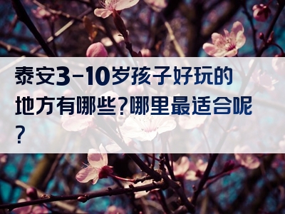 泰安3-10岁孩子好玩的地方有哪些？哪里最适合呢？