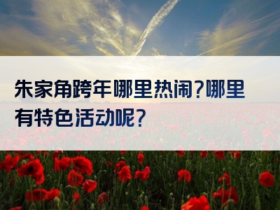朱家角跨年哪里热闹？哪里有特色活动呢？