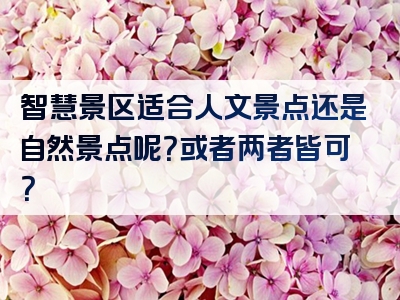 智慧景区适合人文景点还是自然景点呢？或者两者皆可？
