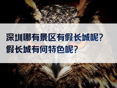 深圳哪有景区有假长城呢？假长城有何特色呢？