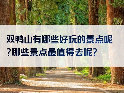 双鸭山有哪些好玩的景点呢？哪些景点最值得去呢？