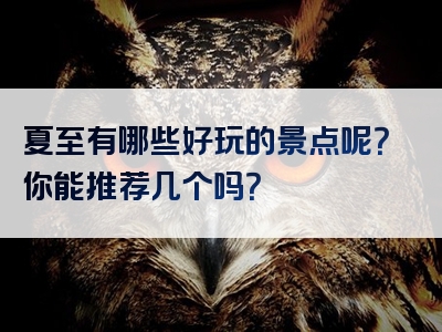夏至有哪些好玩的景点呢？你能推荐几个吗？