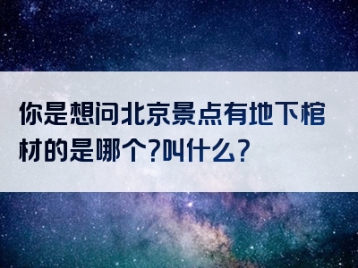你是想问北京景点有地下棺材的是哪个？叫什么？