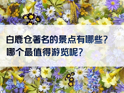白鹿仓著名的景点有哪些？哪个最值得游览呢？