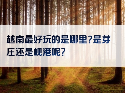越南最好玩的是哪里？是芽庄还是岘港呢？
