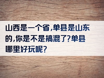 山西是一个省，单县是山东的，你是不是搞混了？单县哪里好玩呢？