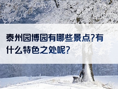 泰州园博园有哪些景点？有什么特色之处呢？