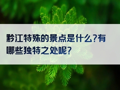 黔江特殊的景点是什么？有哪些独特之处呢？