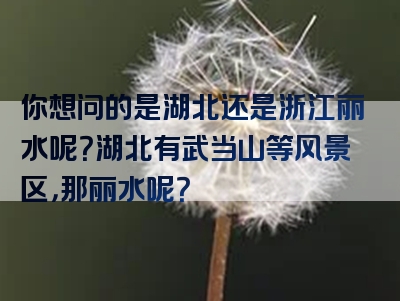 你想问的是湖北还是浙江丽水呢？湖北有武当山等风景区，那丽水呢？