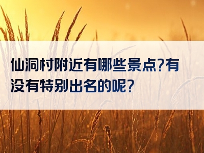 仙洞村附近有哪些景点？有没有特别出名的呢？
