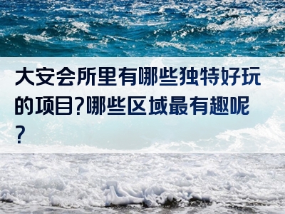 大安会所里有哪些独特好玩的项目？哪些区域最有趣呢？
