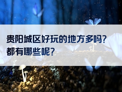 贵阳城区好玩的地方多吗？都有哪些呢？