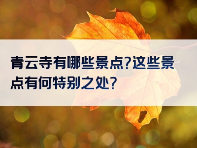 青云寺有哪些景点？这些景点有何特别之处？