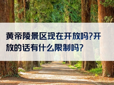 黄帝陵景区现在开放吗？开放的话有什么限制吗？