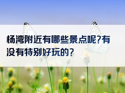 杨湾附近有哪些景点呢？有没有特别好玩的？