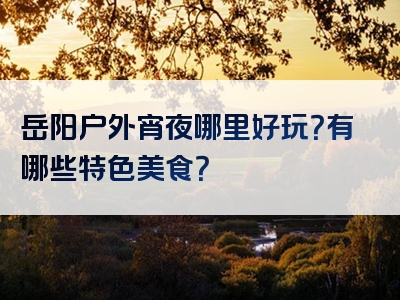 岳阳户外宵夜哪里好玩？有哪些特色美食？