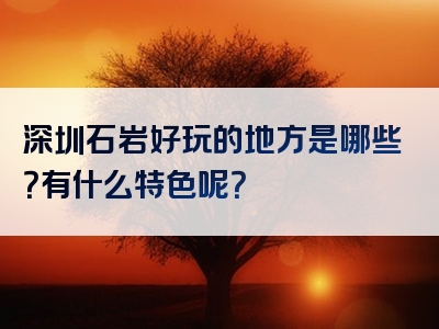 深圳石岩好玩的地方是哪些？有什么特色呢？
