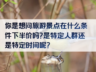 你是想问旅游景点在什么条件下半价吗？是特定人群还是特定时间呢？