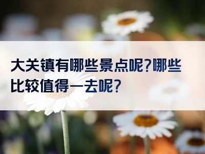大关镇有哪些景点呢？哪些比较值得一去呢？