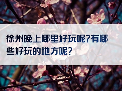 徐州晚上哪里好玩呢？有哪些好玩的地方呢？