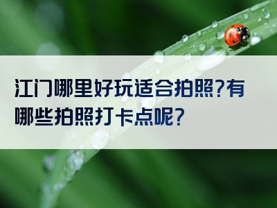 江门哪里好玩适合拍照？有哪些拍照打卡点呢？