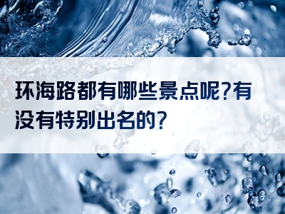 环海路都有哪些景点呢？有没有特别出名的？