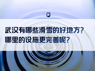 武汉有哪些滑雪的好地方？哪里的设施更完善呢？