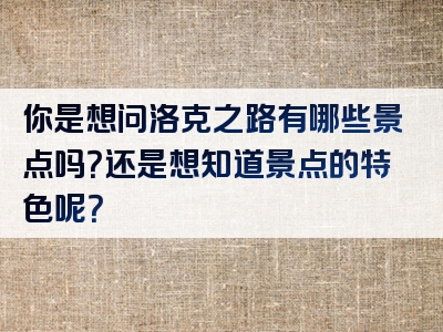你是想问洛克之路有哪些景点吗？还是想知道景点的特色呢？