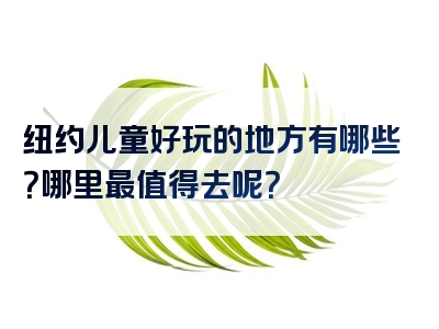 纽约儿童好玩的地方有哪些？哪里最值得去呢？
