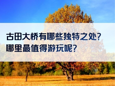 古田大桥有哪些独特之处？哪里最值得游玩呢？