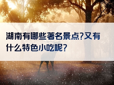 湖南有哪些著名景点？又有什么特色小吃呢？