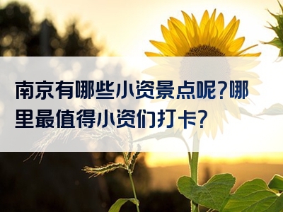 南京有哪些小资景点呢？哪里最值得小资们打卡？
