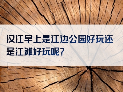 汉江早上是江边公园好玩还是江滩好玩呢？