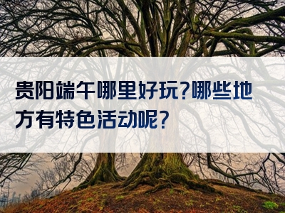 贵阳端午哪里好玩？哪些地方有特色活动呢？