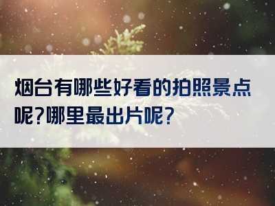 烟台有哪些好看的拍照景点呢？哪里最出片呢？