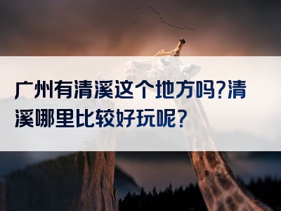 广州有清溪这个地方吗？清溪哪里比较好玩呢？