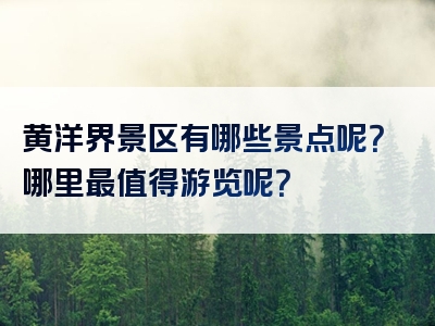 黄洋界景区有哪些景点呢？哪里最值得游览呢？
