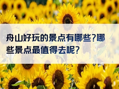 舟山好玩的景点有哪些？哪些景点最值得去呢？