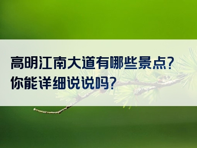 高明江南大道有哪些景点？你能详细说说吗？