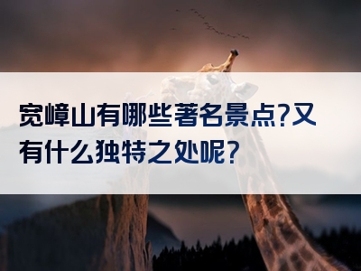 宽嶂山有哪些著名景点？又有什么独特之处呢？
