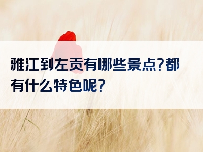 雅江到左贡有哪些景点？都有什么特色呢？