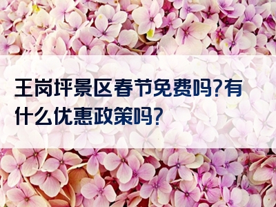 王岗坪景区春节免费吗？有什么优惠政策吗？