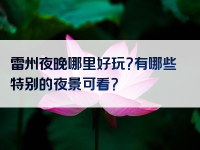 雷州夜晚哪里好玩？有哪些特别的夜景可看？