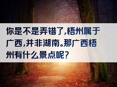 你是不是弄错了，梧州属于广西，并非湖南。那广西梧州有什么景点呢？