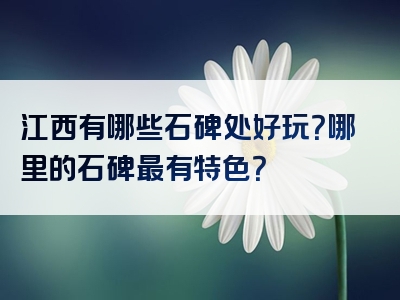 江西有哪些石碑处好玩？哪里的石碑最有特色？