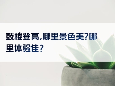 鼓楼登高，哪里景色美？哪里体验佳？