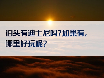 泊头有迪士尼吗？如果有，哪里好玩呢？