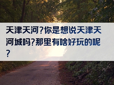 天津天河？你是想说天津天河城吗？那里有啥好玩的呢？